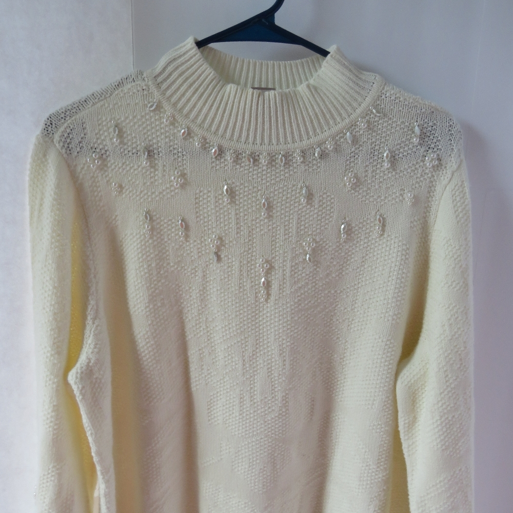 Women's Cream Embellished Chico Sweater - Picture 7 of 12